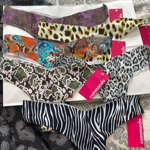 Set of 6 NWT Commando classic print thong panty
